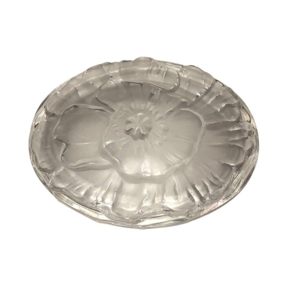 GORHAM Lead Crystal Satin Floral Oval Lid Glass Elegant German Trinket Dish/Box